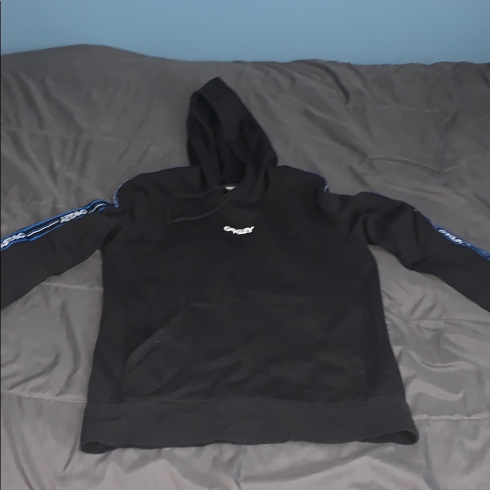 OAKLEY HOODIE BLACK BLUE - Picture 1 of 4